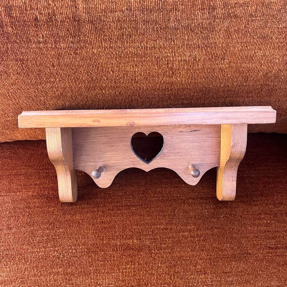 Wooden Heart Wall Shelf - Natural Wood Home Wall Decor